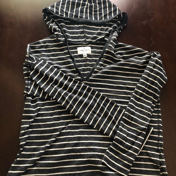 American Eagle Navy with White stripes hoodie. - Picture 1 of 3